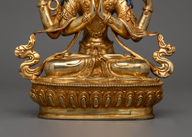 Handmade Himalayan Statue of Chenrezig | Bodhisattva of Compassion