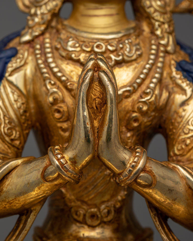 Handmade Himalayan Statue of Chenrezig | Bodhisattva of Compassion