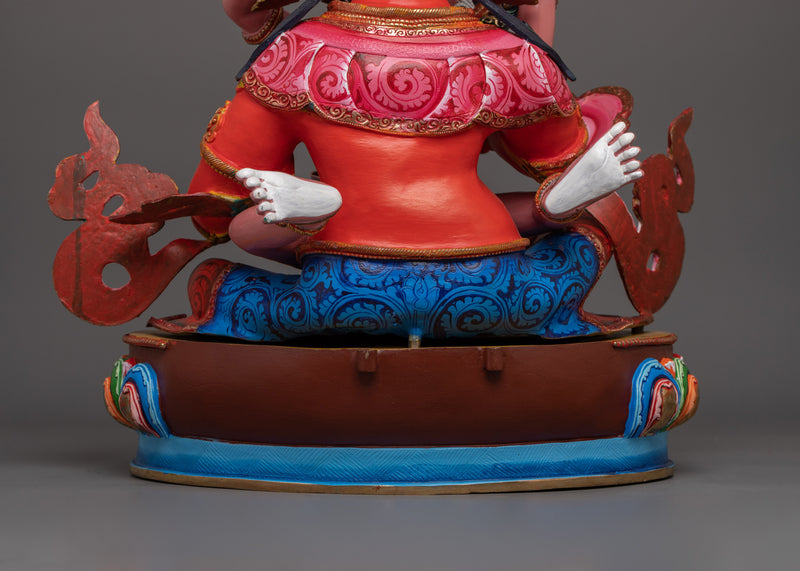 Red Dzambhala Handmade Statue | Wealth Deity Sculpture