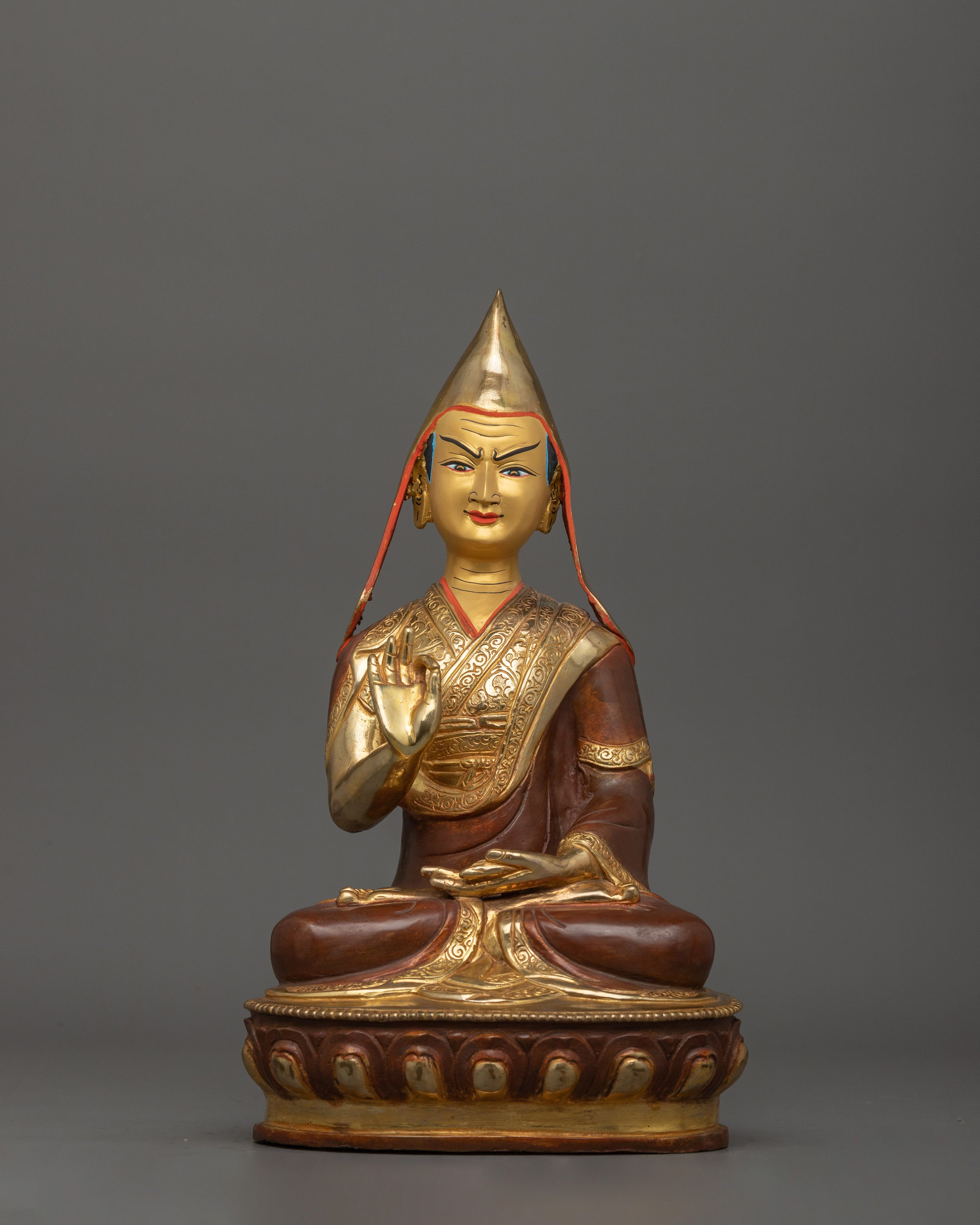 Himalayan Statue Tsongkhapa Set | Gelug Guru Figures
