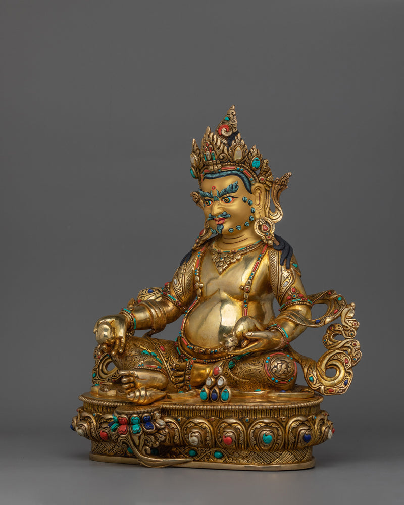Dzambhala Himalayan Handmade Statue | 24k Gold Gilded Sculpture