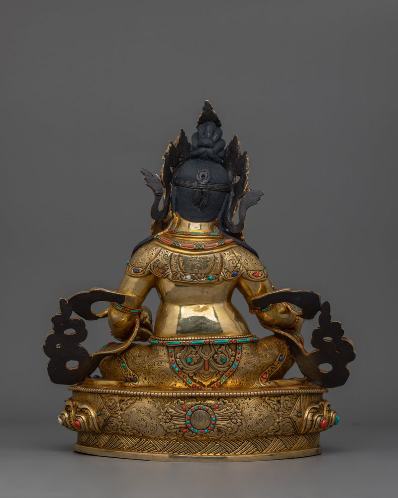 Dzambhala Himalayan Handmade Statue | 24k Gold Gilded Sculpture