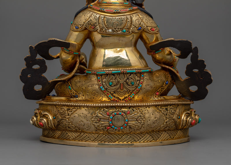 Dzambhala Himalayan Handmade Statue | 24k Gold Gilded Sculpture