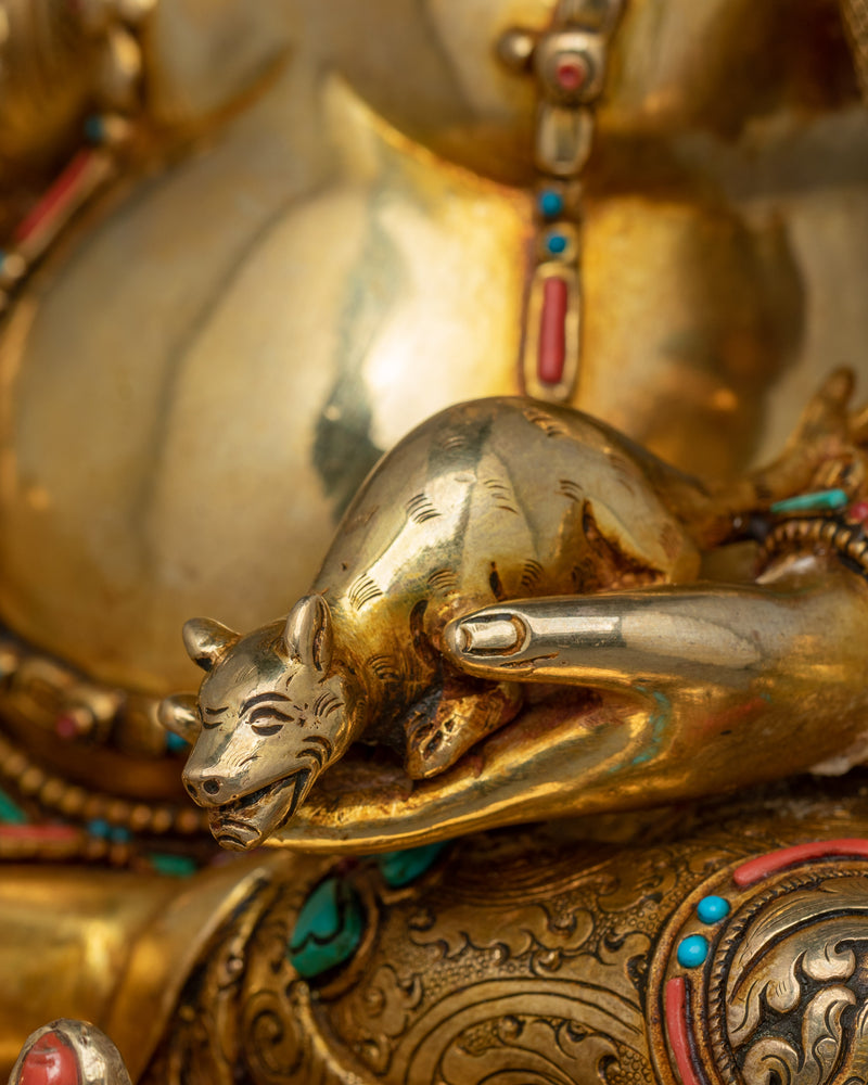 Dzambhala Himalayan Handmade Statue | 24k Gold Gilded Sculpture