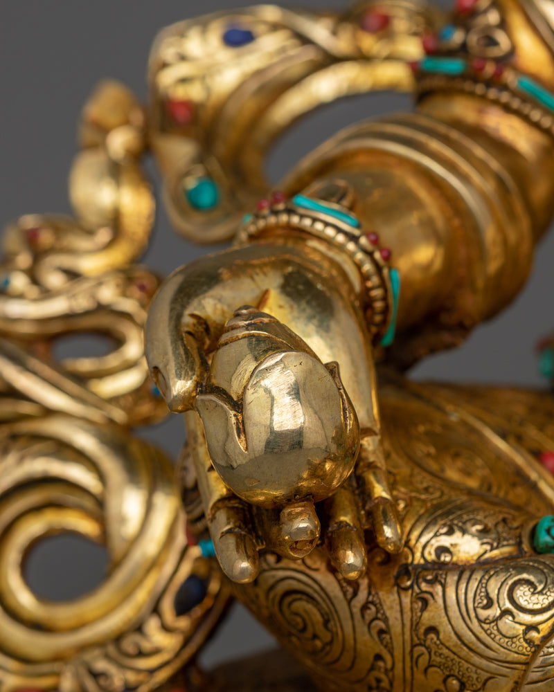 Dzambhala Himalayan Handmade Statue | 24k Gold Gilded Sculpture