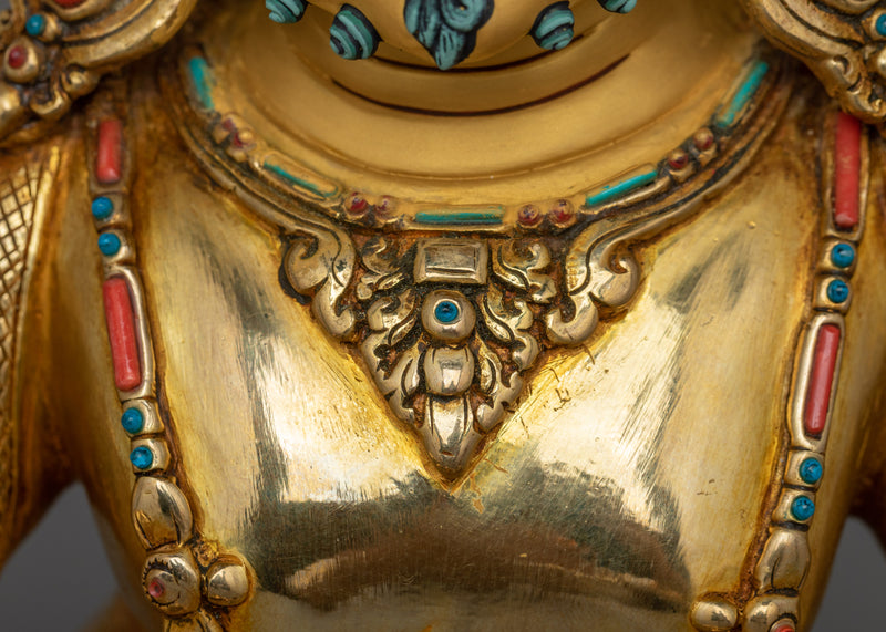 Dzambhala Himalayan Handmade Statue | 24k Gold Gilded Sculpture