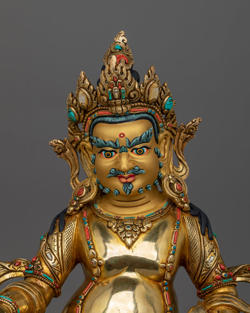 Dzambhala Himalayan Handmade Statue | 24k Gold Gilded Sculpture