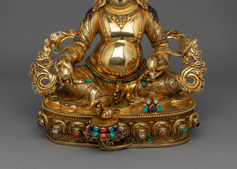 Dzambhala Himalayan Handmade Statue | 24k Gold Gilded Sculpture