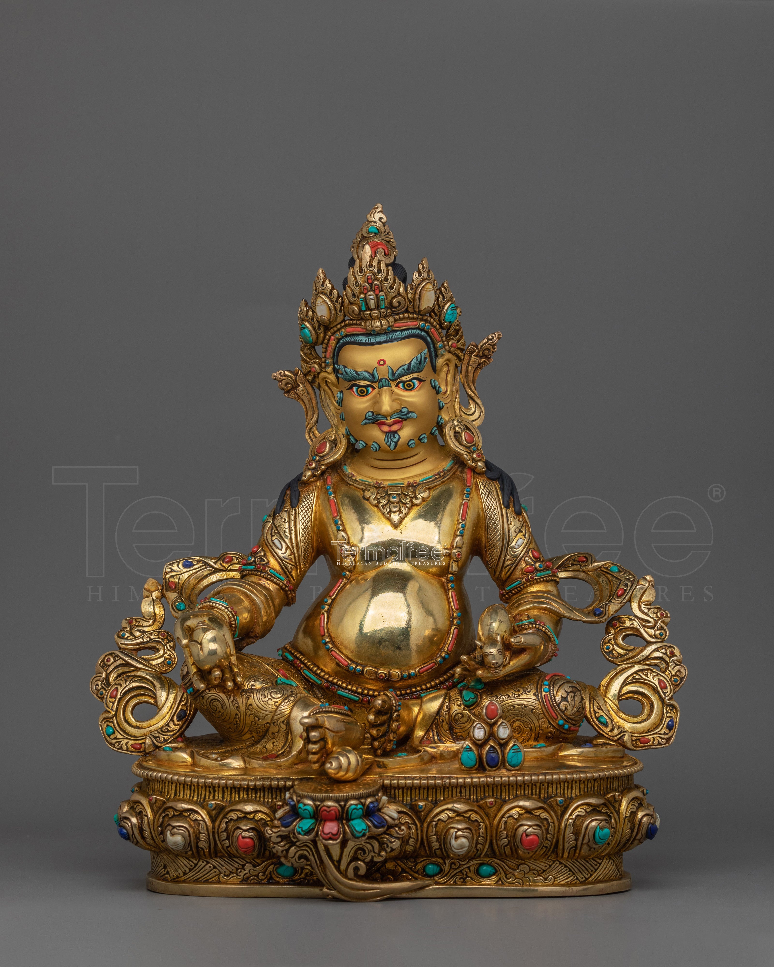 Dzambhala Himalayan Handmade Statue | 24k Gold Gilded Sculpture