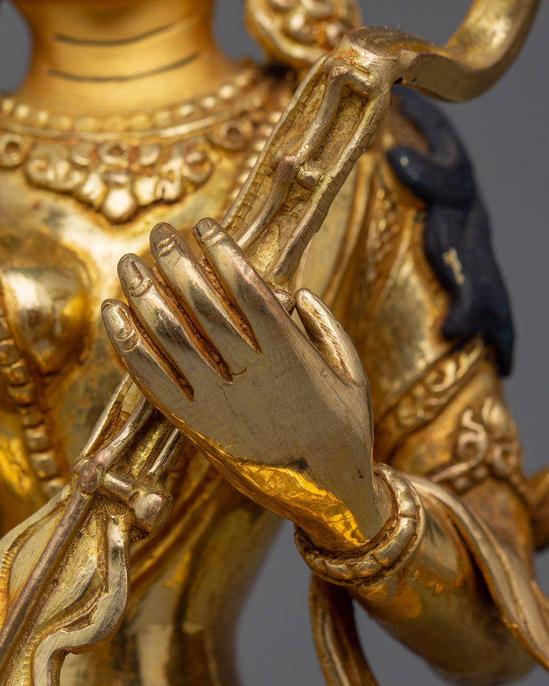 Handcrafted Statue of Saraswati | 24k Gold Gilded Sculpture