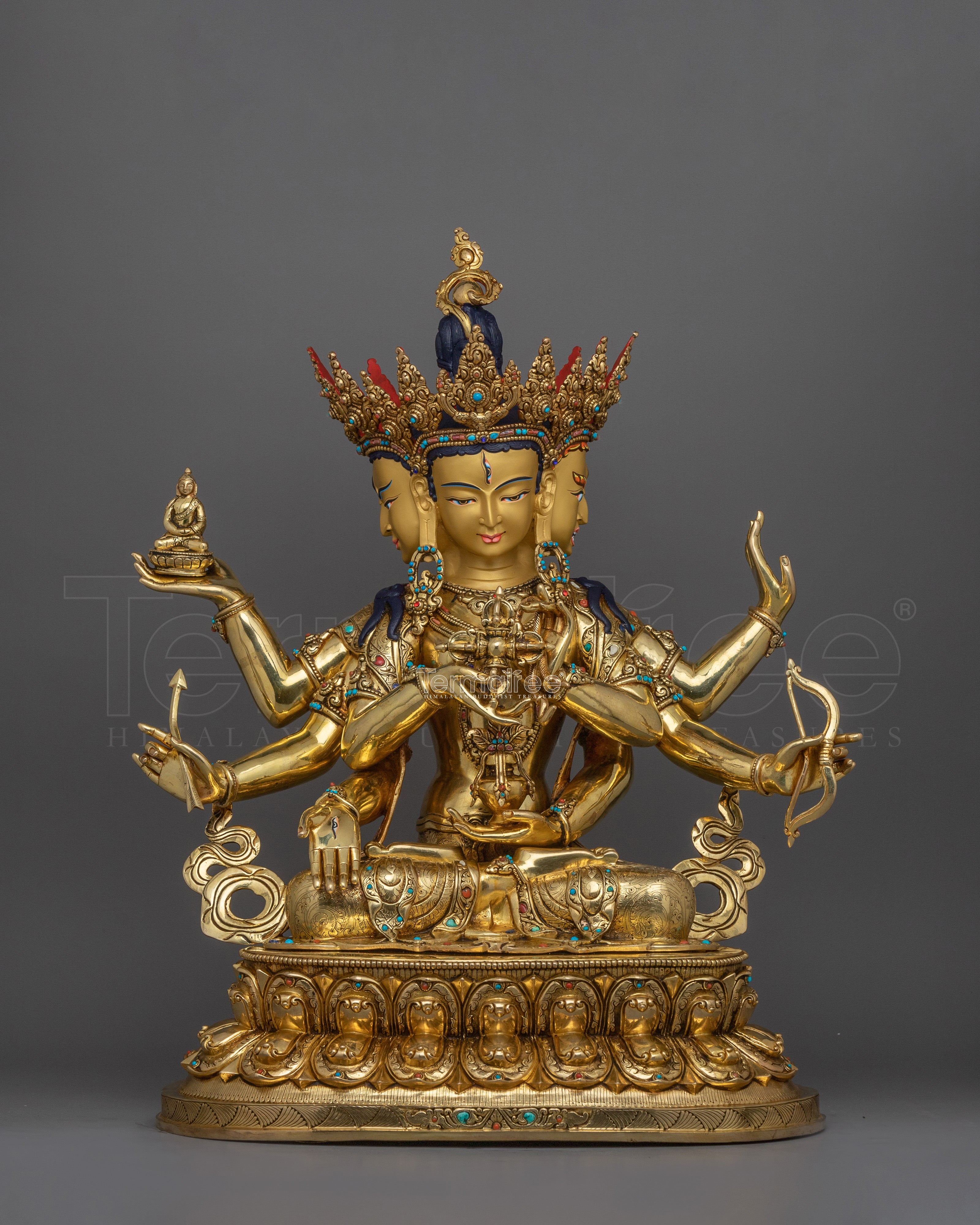 Himalayan Handcrafted Statue of Namgyalma | Three-Faced Sculpture