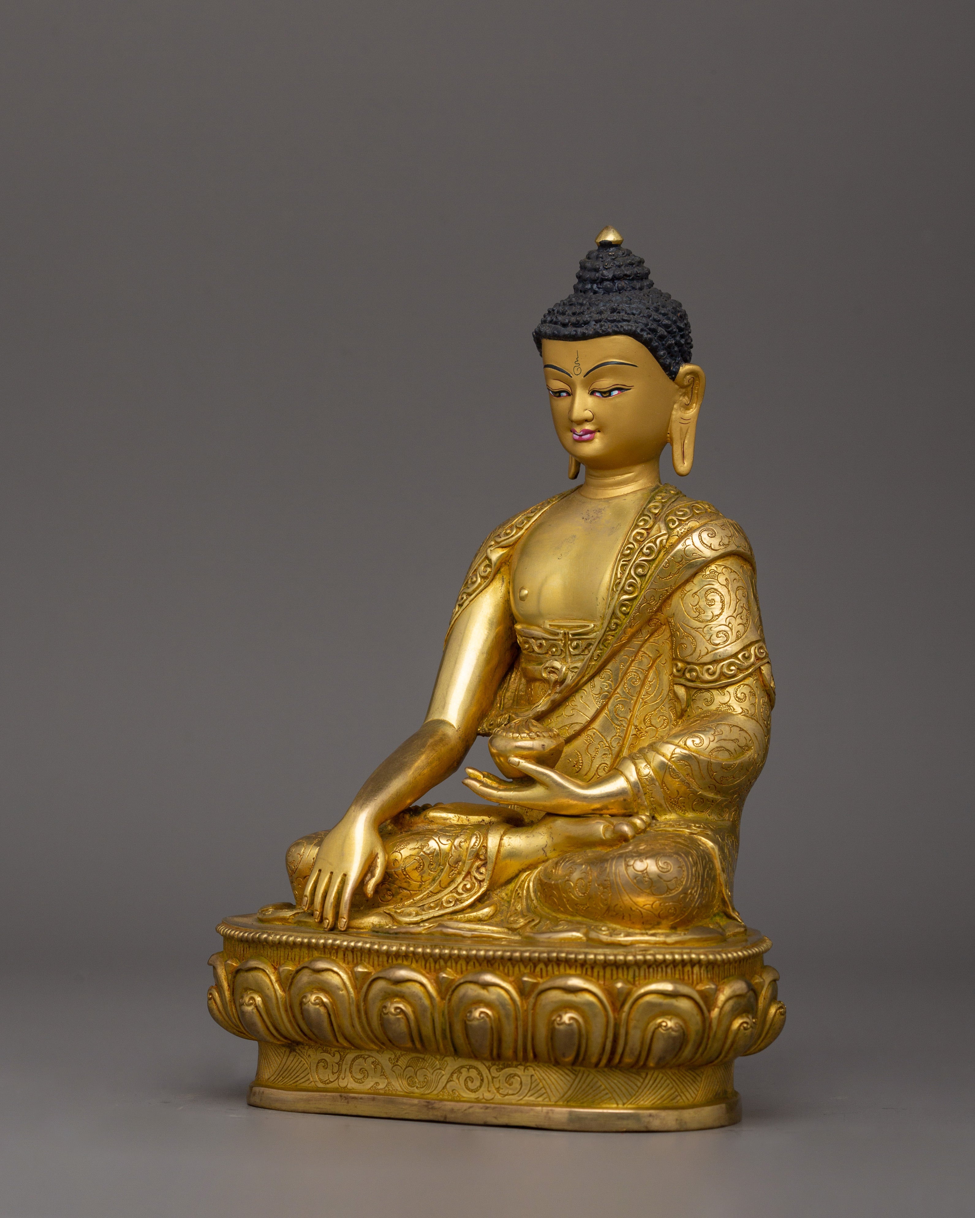 Shakyamuni Buddha Handmade figurine | 24K Gold Gilded Buddha