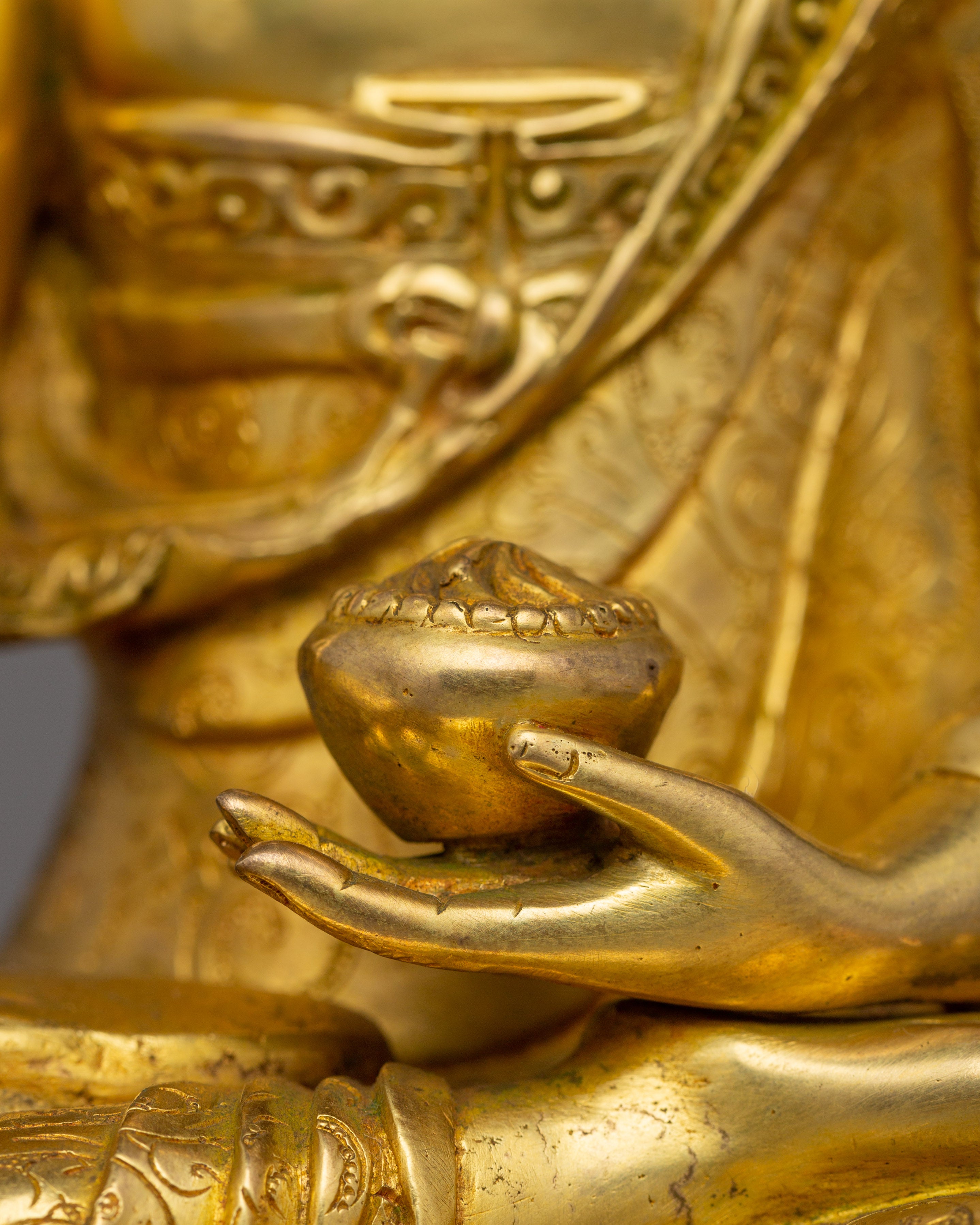 Shakyamuni Buddha Handmade figurine | 24K Gold Gilded Buddha