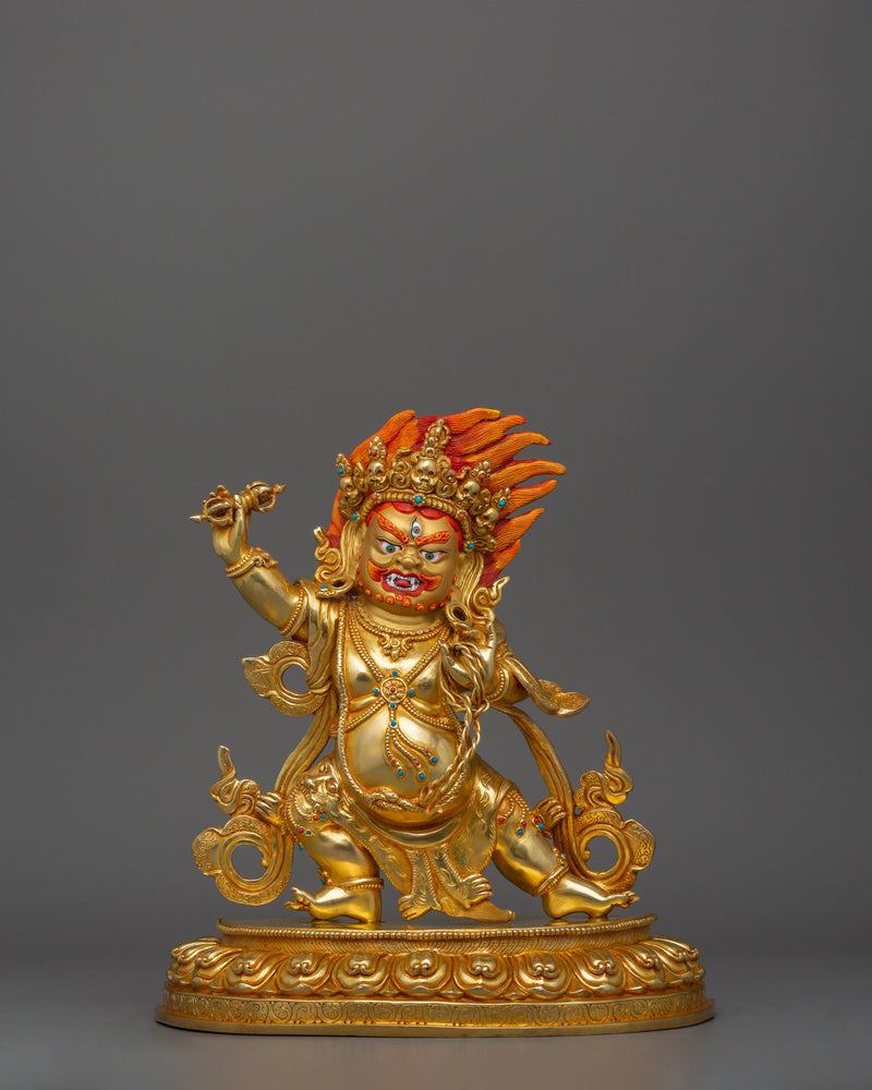 Divine Guardian Deity Vajrapani | 24K Gold Gilded Sculpture
