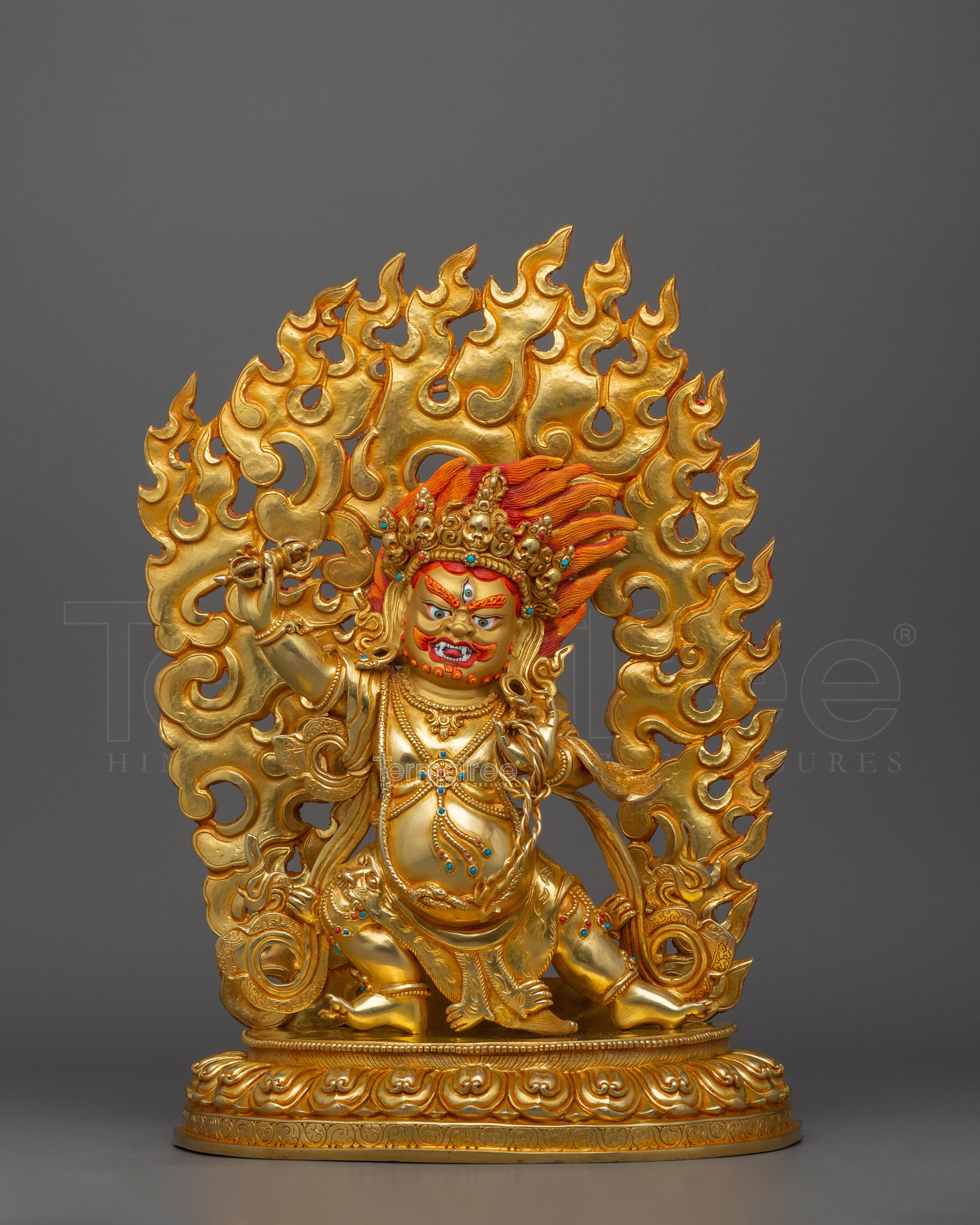 Divine Guardian Deity Vajrapani | 24K Gold Gilded Sculpture