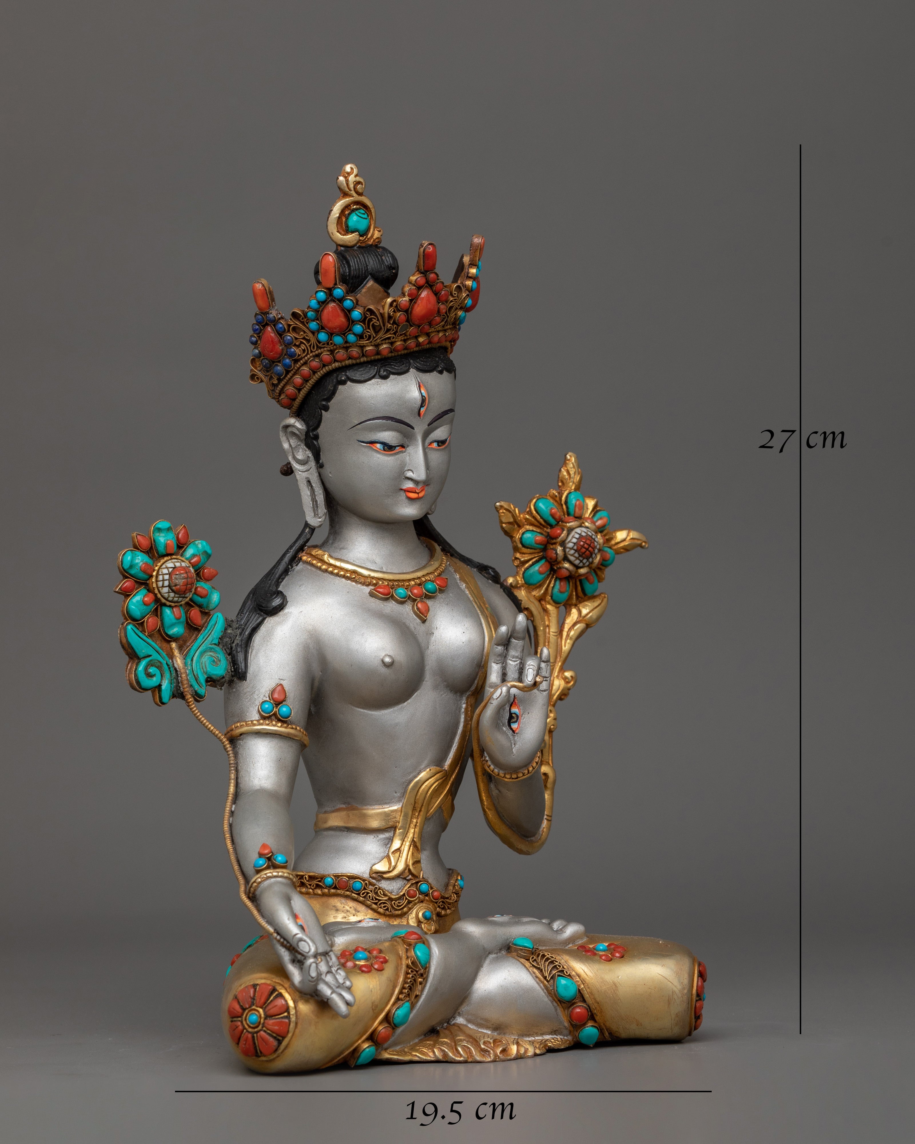 White Tara Handmade Statue | Goddess of Compassion and Eternal Life