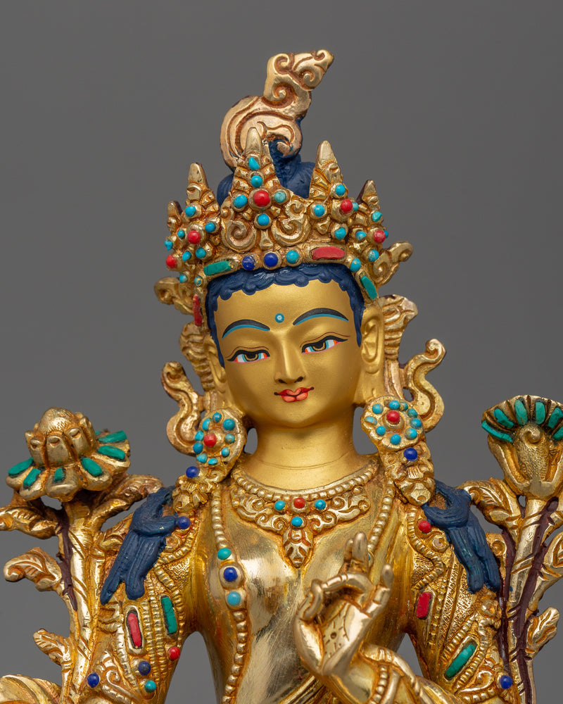 Handcrafted Green Tara Figurine | Bodhisattva of Protection