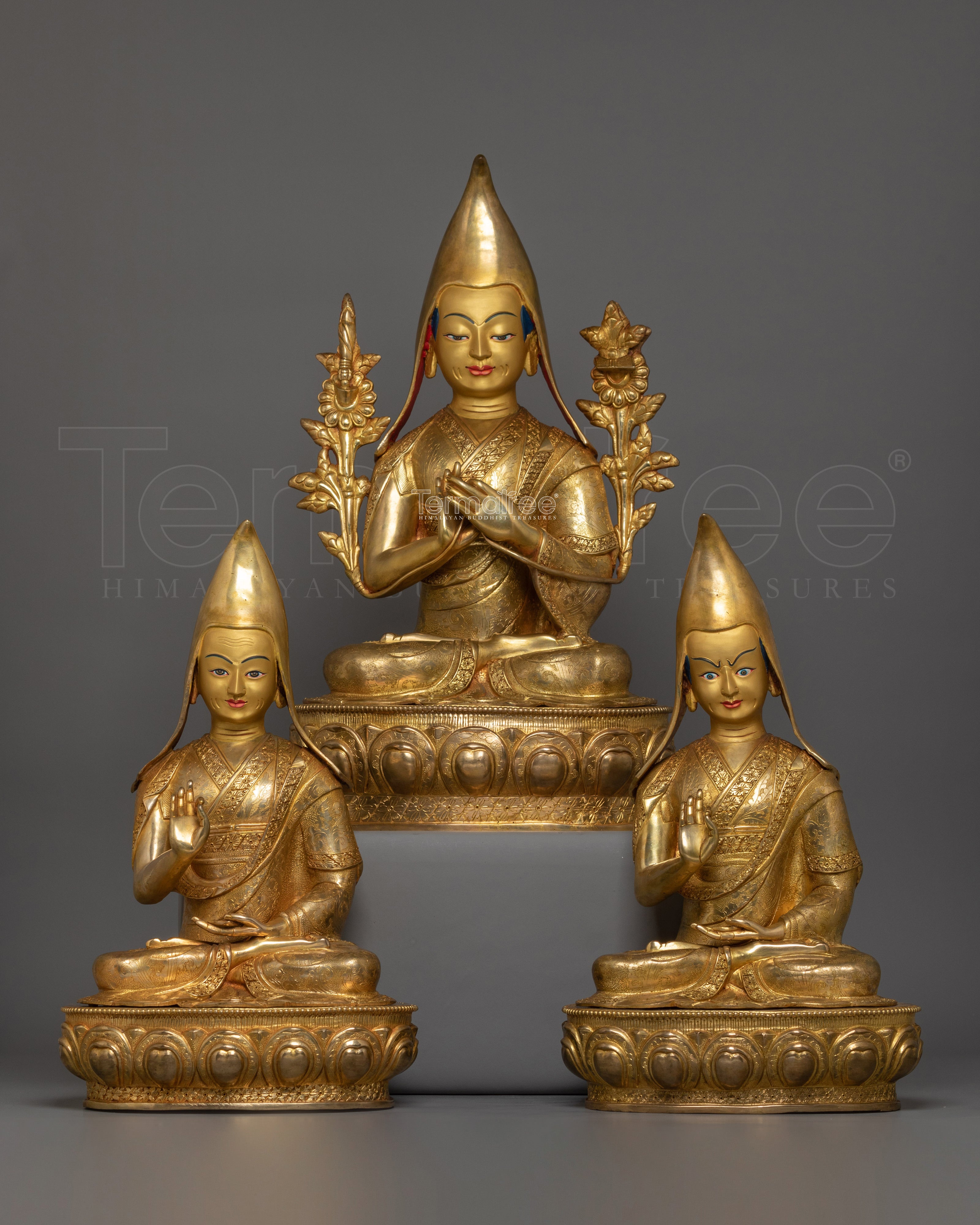 Himalayan Statue Set of Tsongkhapa | The Embodiment of Compassion and Wisdom