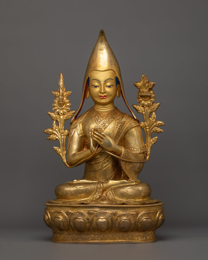 Himalayan Statue Set of Tsongkhapa | The Embodiment of Compassion and Wisdom