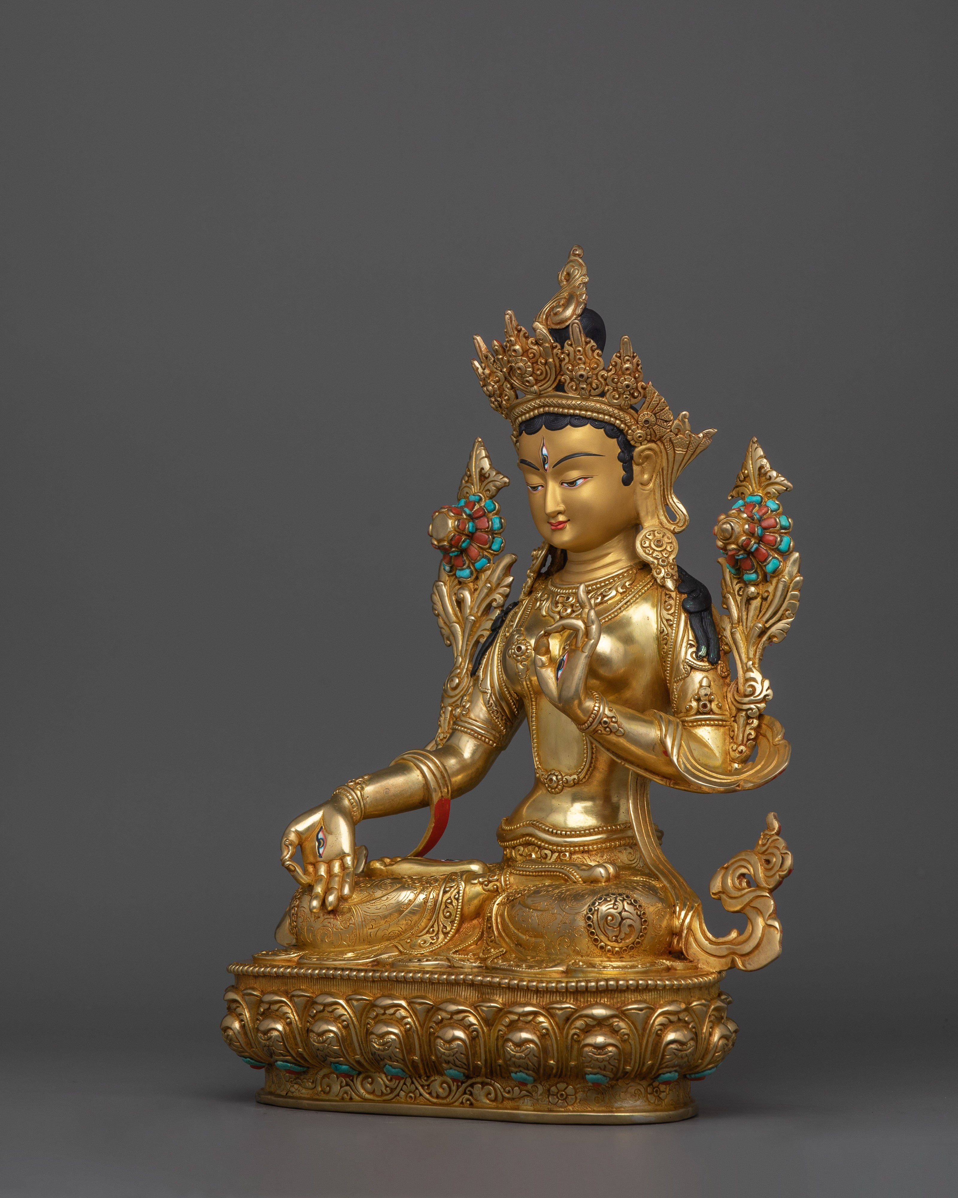 Handcrafted Goddess White Tara Statue | Tara for Longevity and Healing