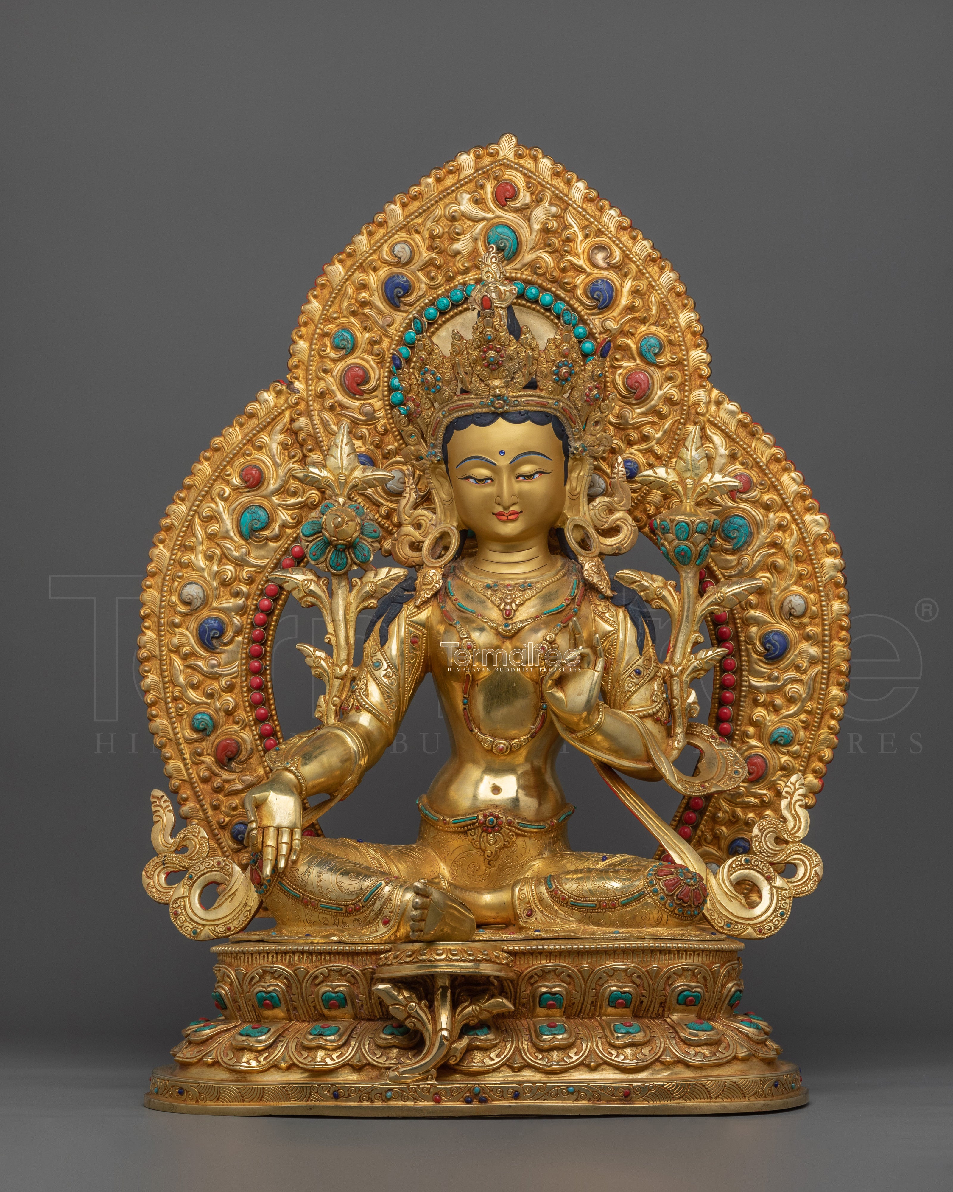 Buddhist Figurine Green Tara | Divine Feminine Sculpture