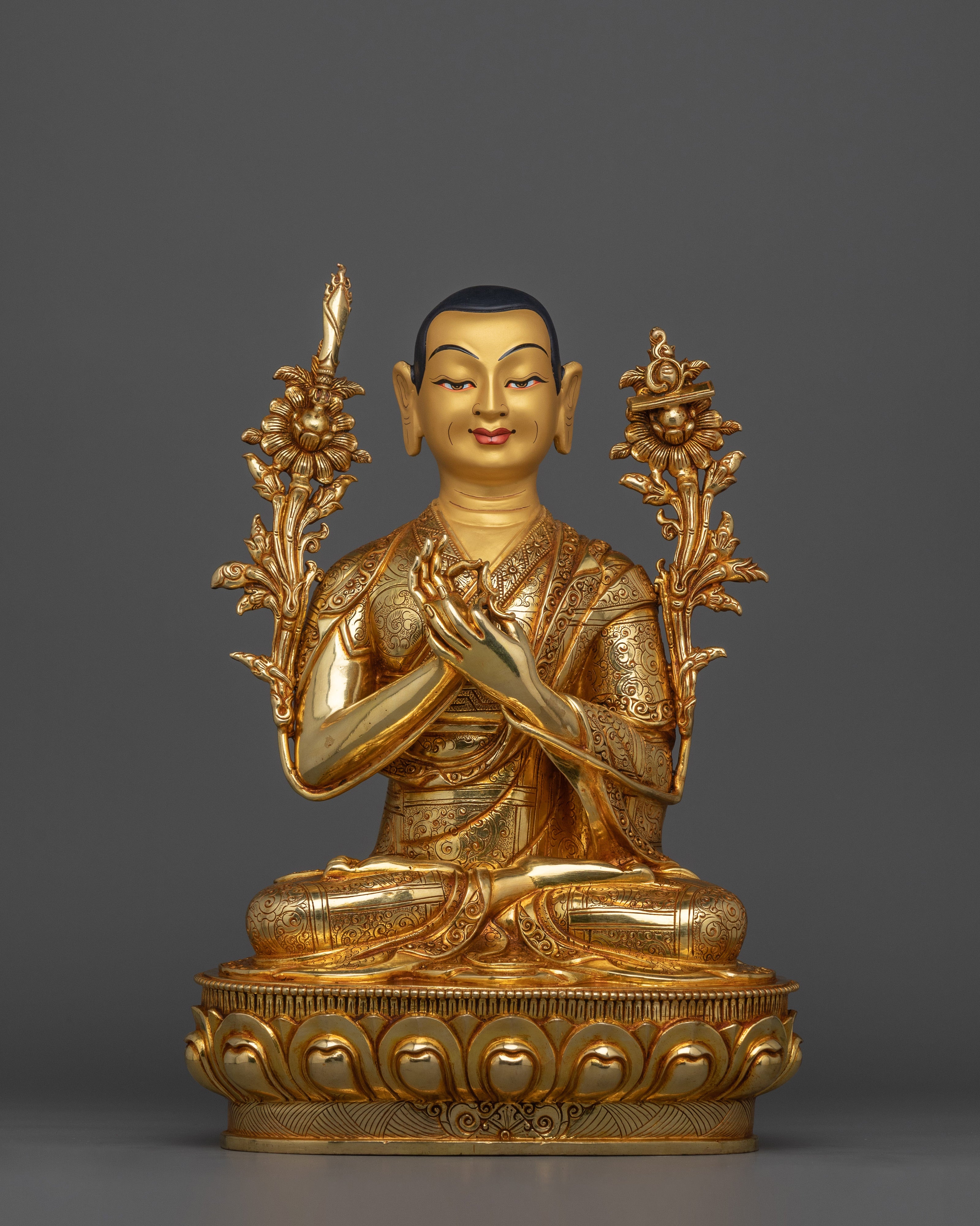 Tibetan Sculpture of Tsongkhapa Set | Tsongkhapa with Two Disciples