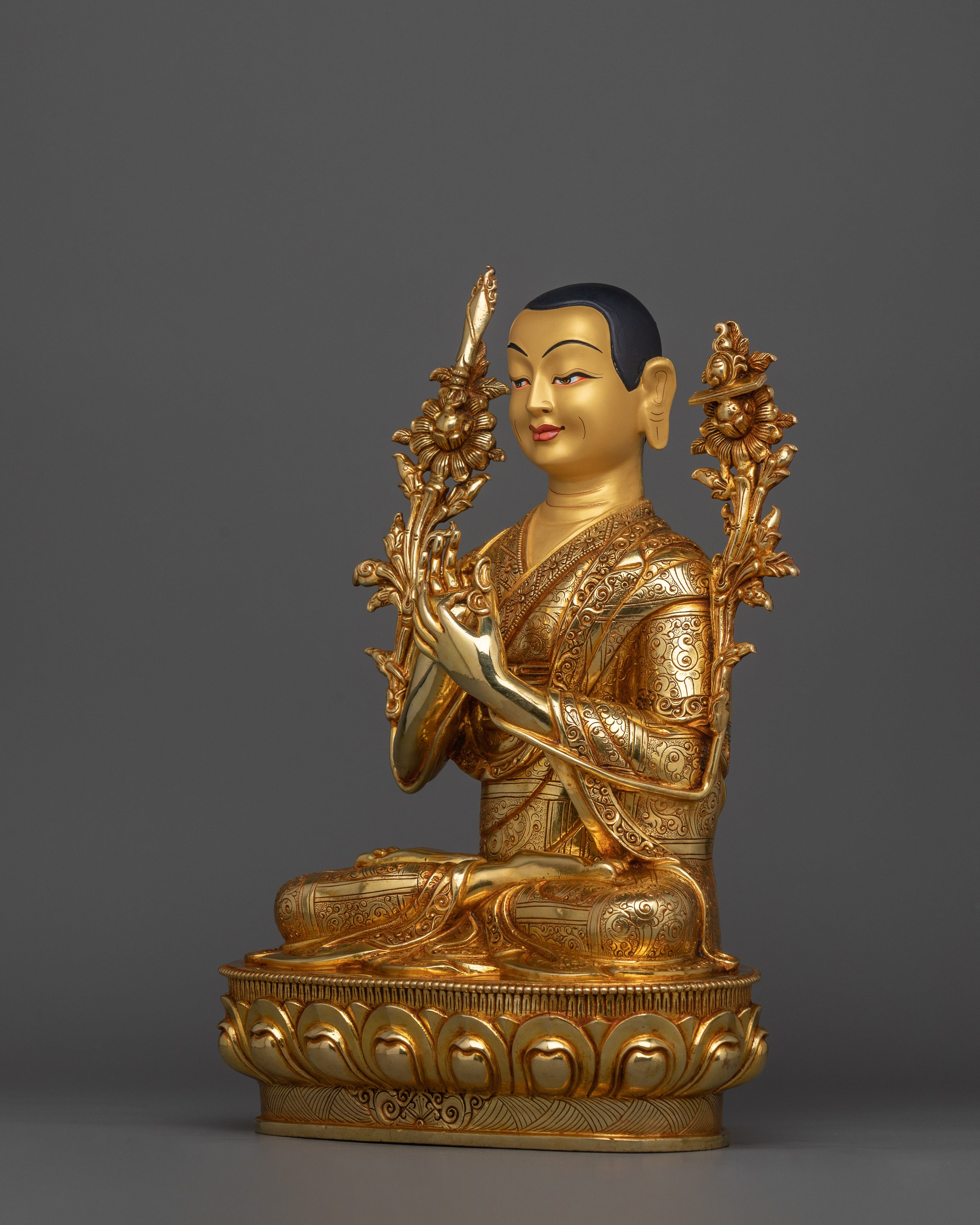 Tibetan Sculpture of Tsongkhapa Set | Tsongkhapa with Two Disciples
