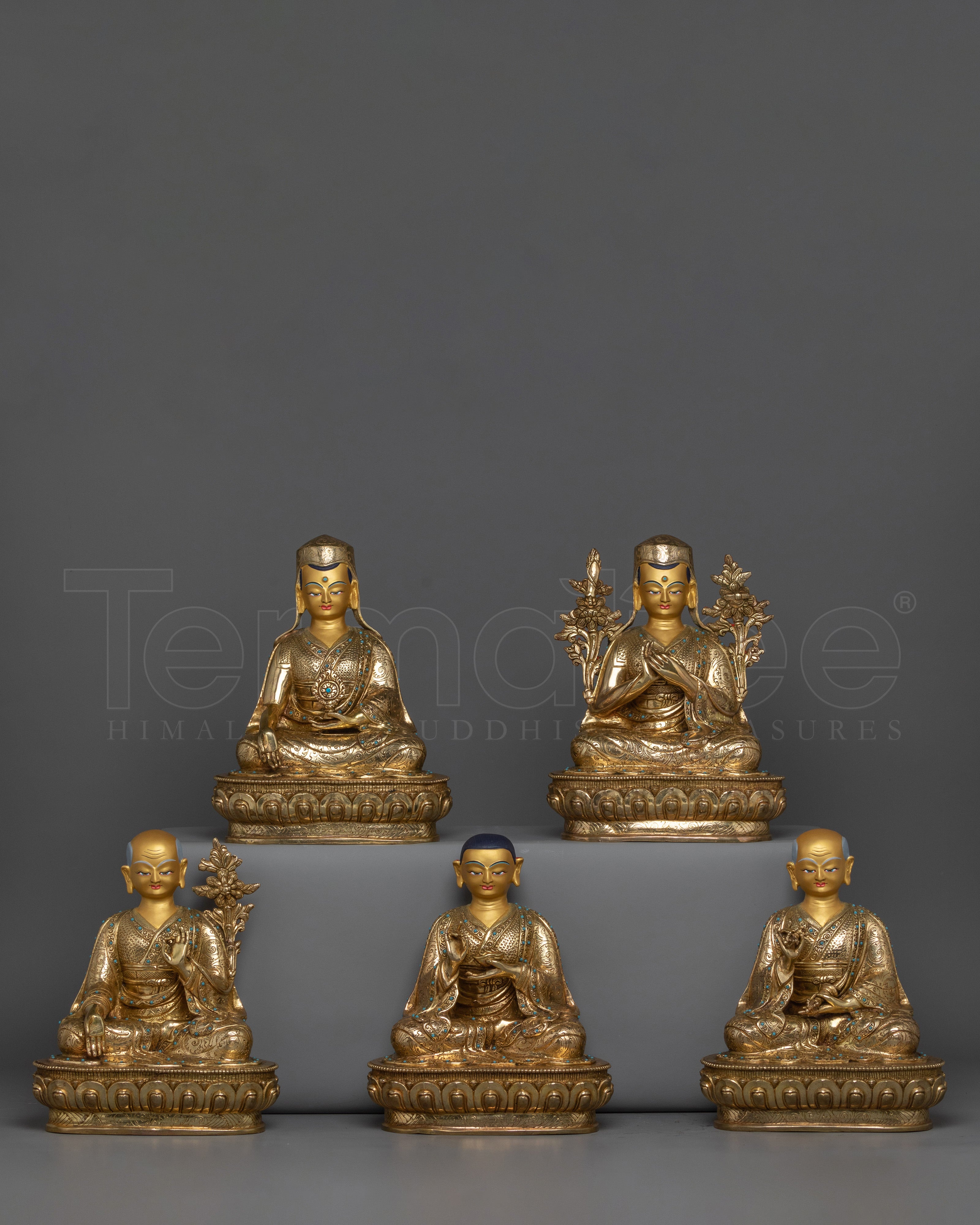 Handcrafted Shakya Master Set | Five Shakya Master Statue