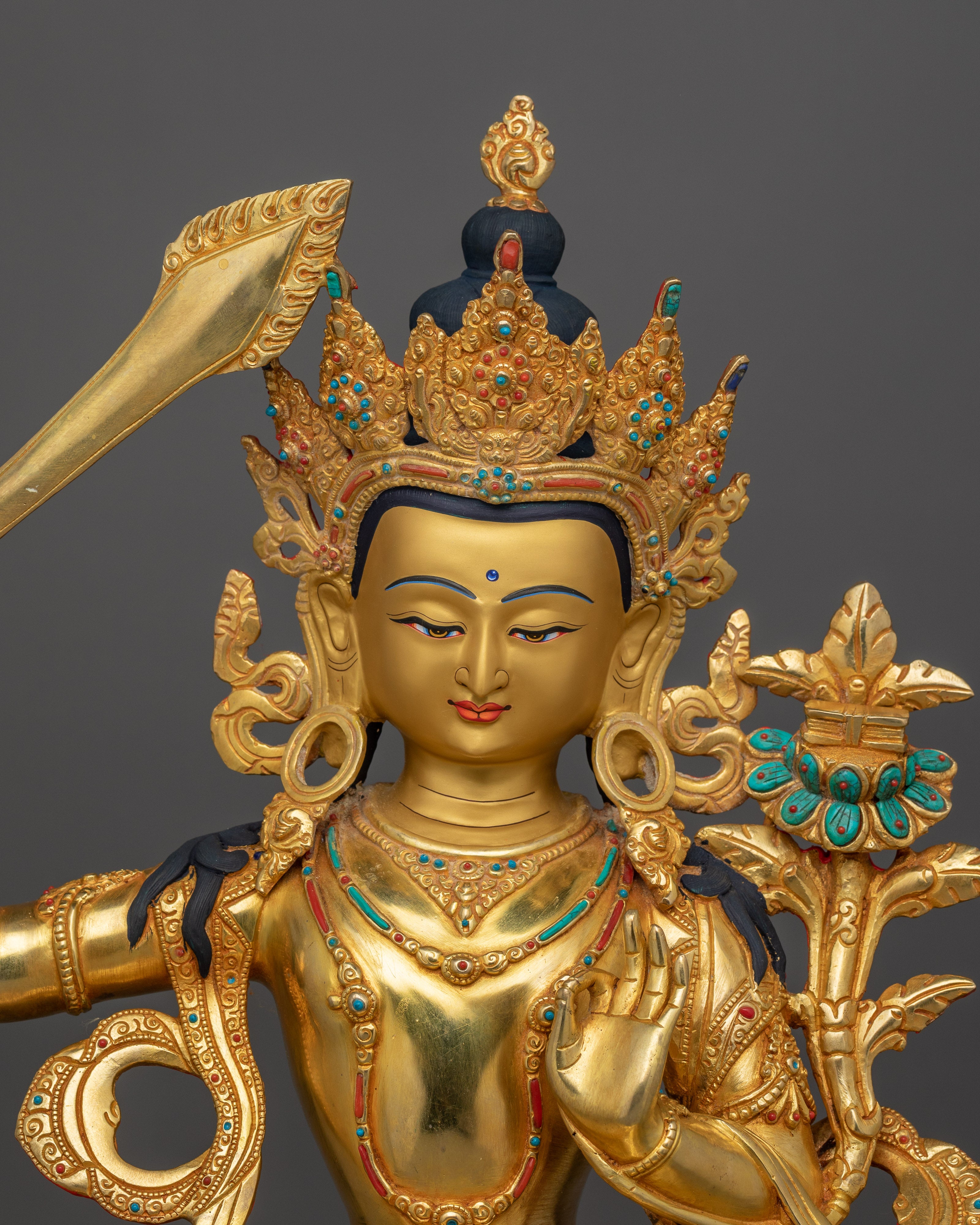 Himalayan Handmade Statue of Manjushri | Sword of Wisdom Deity