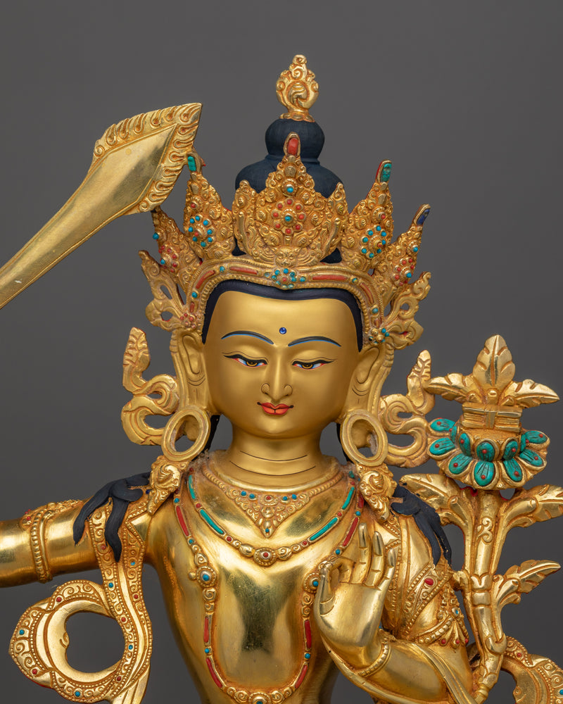 Himalayan Handmade Statue of Manjushri | Sword of Wisdom Deity