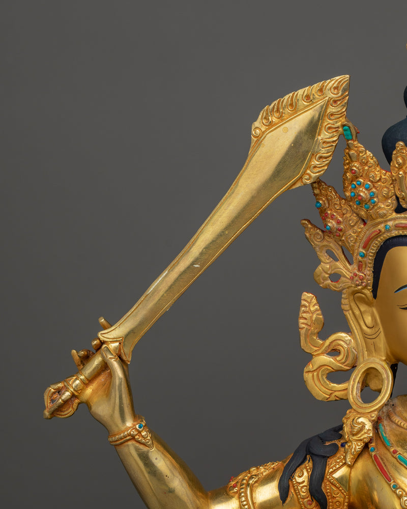 Himalayan Handmade Statue of Manjushri | Sword of Wisdom Deity