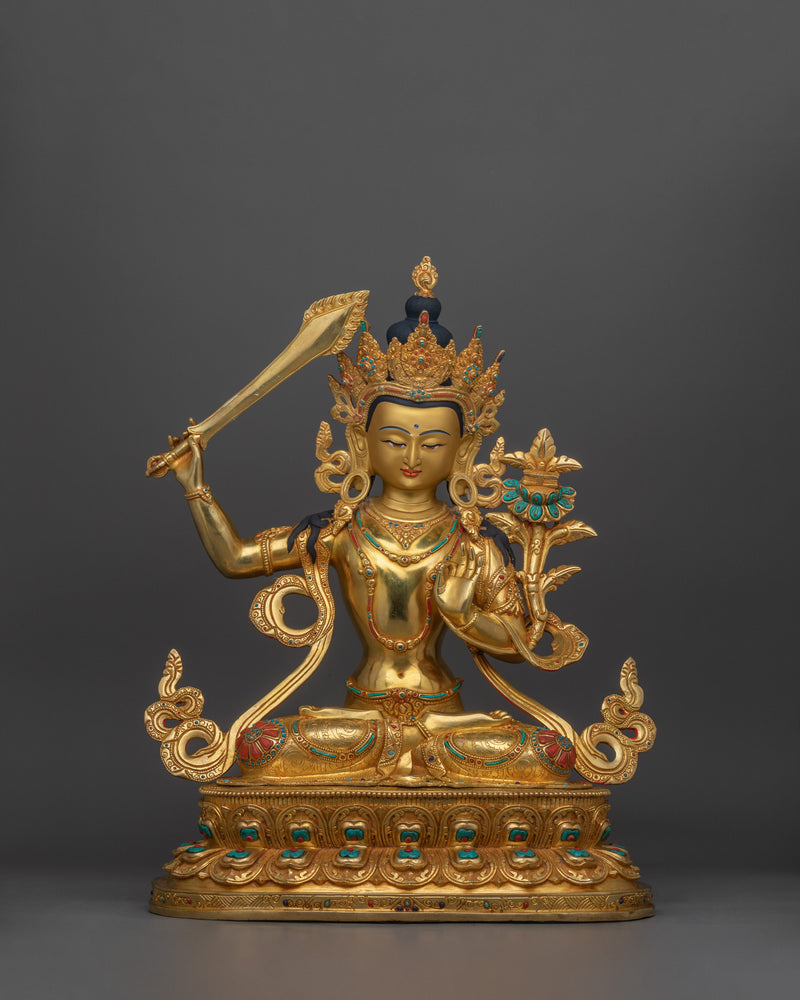 Himalayan Handmade Statue of Manjushri | Sword of Wisdom Deity