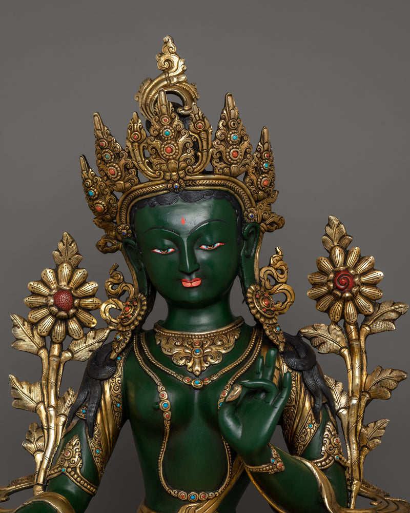 Spiritual Protector Green Tara Statue | Meditation and Healing Deity