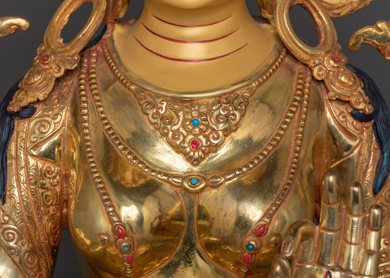 Himalayan Sculpture of White Tara | The Goddess of Compassion and Longevity