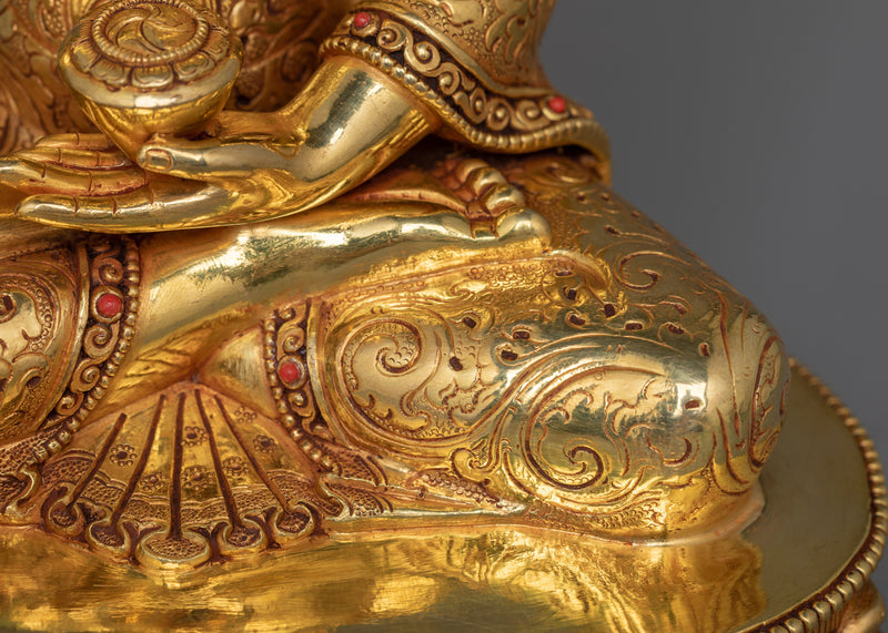 Traditional Himalayan Art of Shakyamuni Buddha | 24K Gold Gilded Sculpture