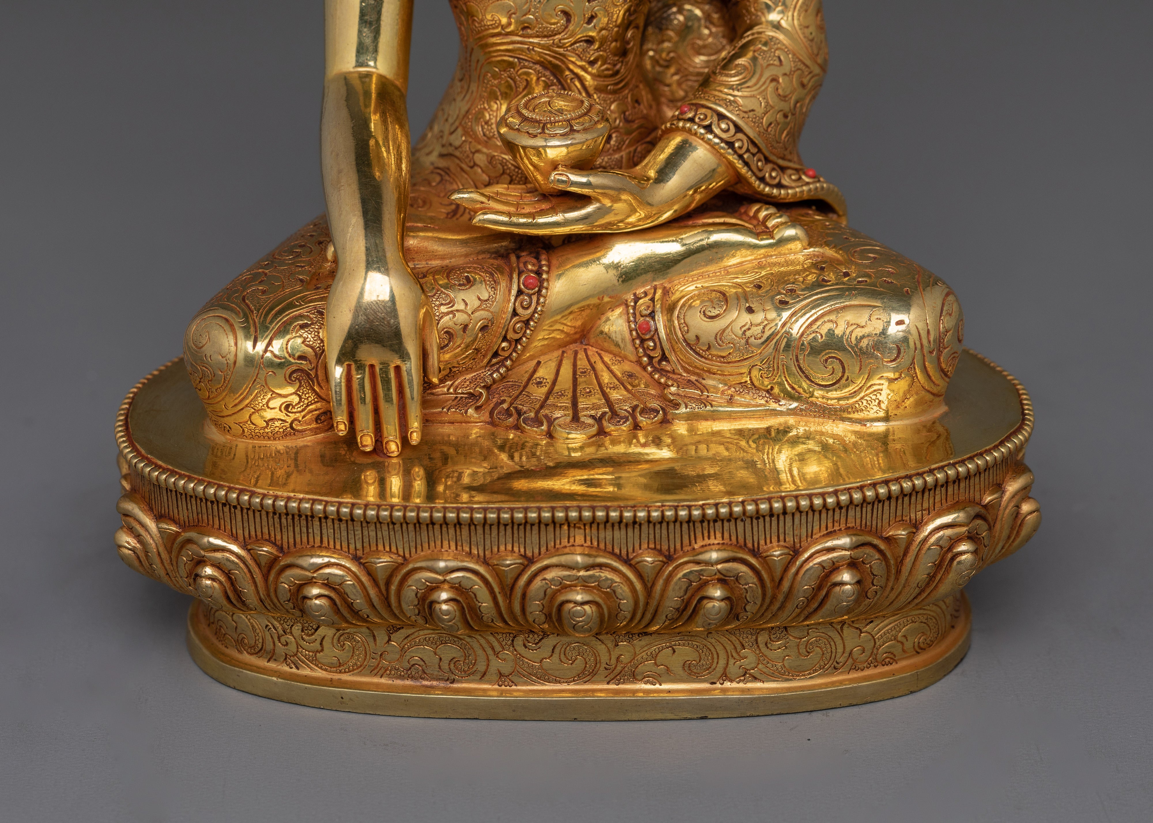 Traditional Himalayan Art of Shakyamuni Buddha | 24K Gold Gilded Sculpture