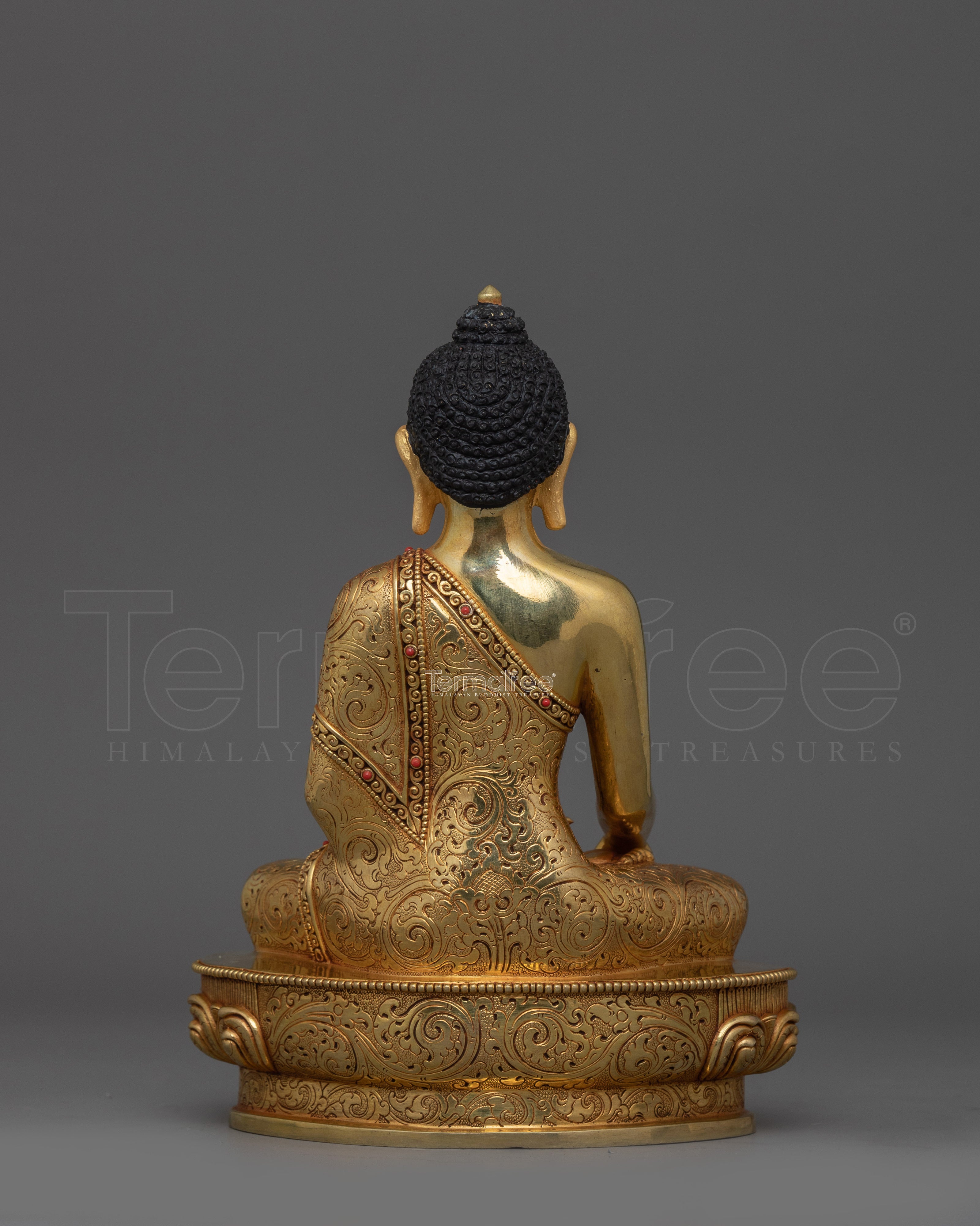 Traditional Himalayan Art of Shakyamuni Buddha | 24K Gold Gilded Sculpture