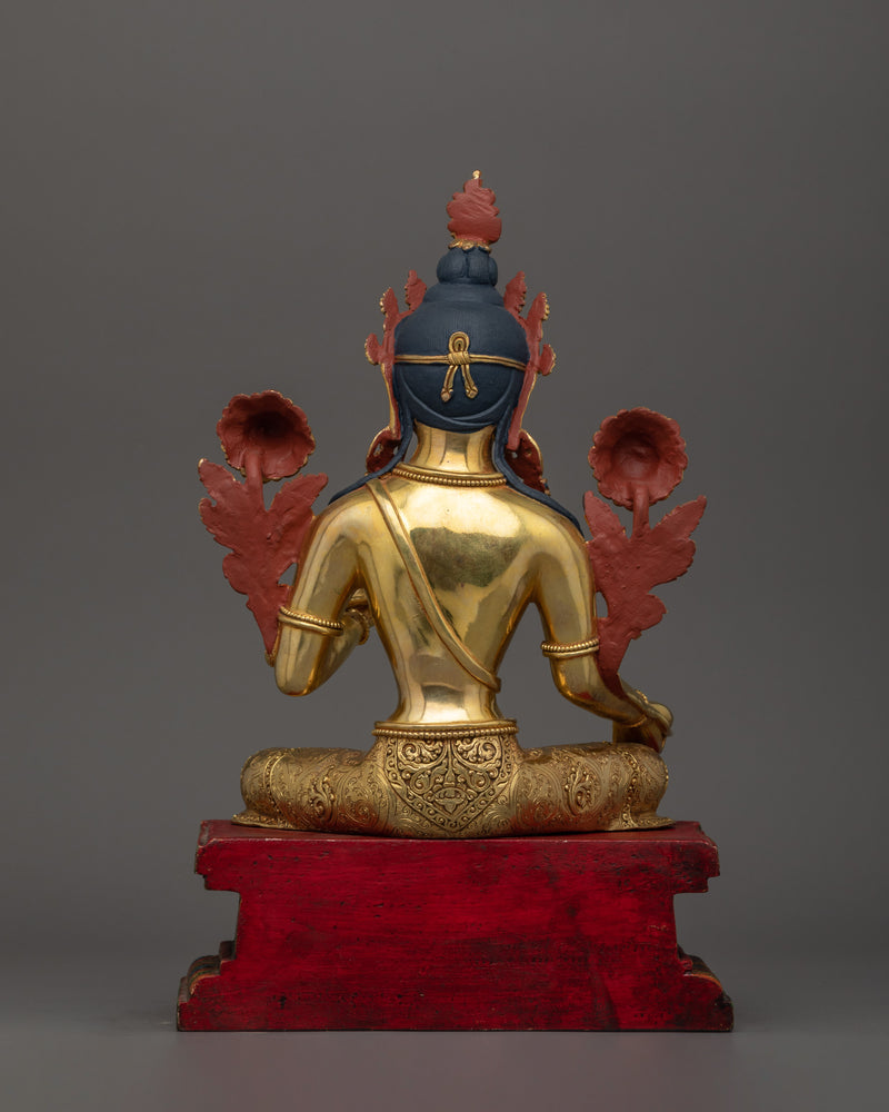 Himalayan Buddhist Artwork of Green Tara |  Meditation and Healing Statue
