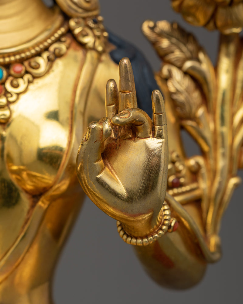 Himalayan Buddhist Artwork of Green Tara |  Meditation and Healing Statue