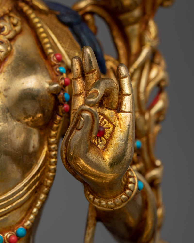 Handmade Figurine of Green Tara | The Bodhisattva of Compassion and Protection