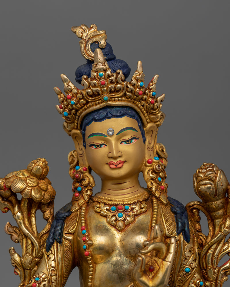 Handmade Figurine of Green Tara | The Bodhisattva of Compassion and Protection