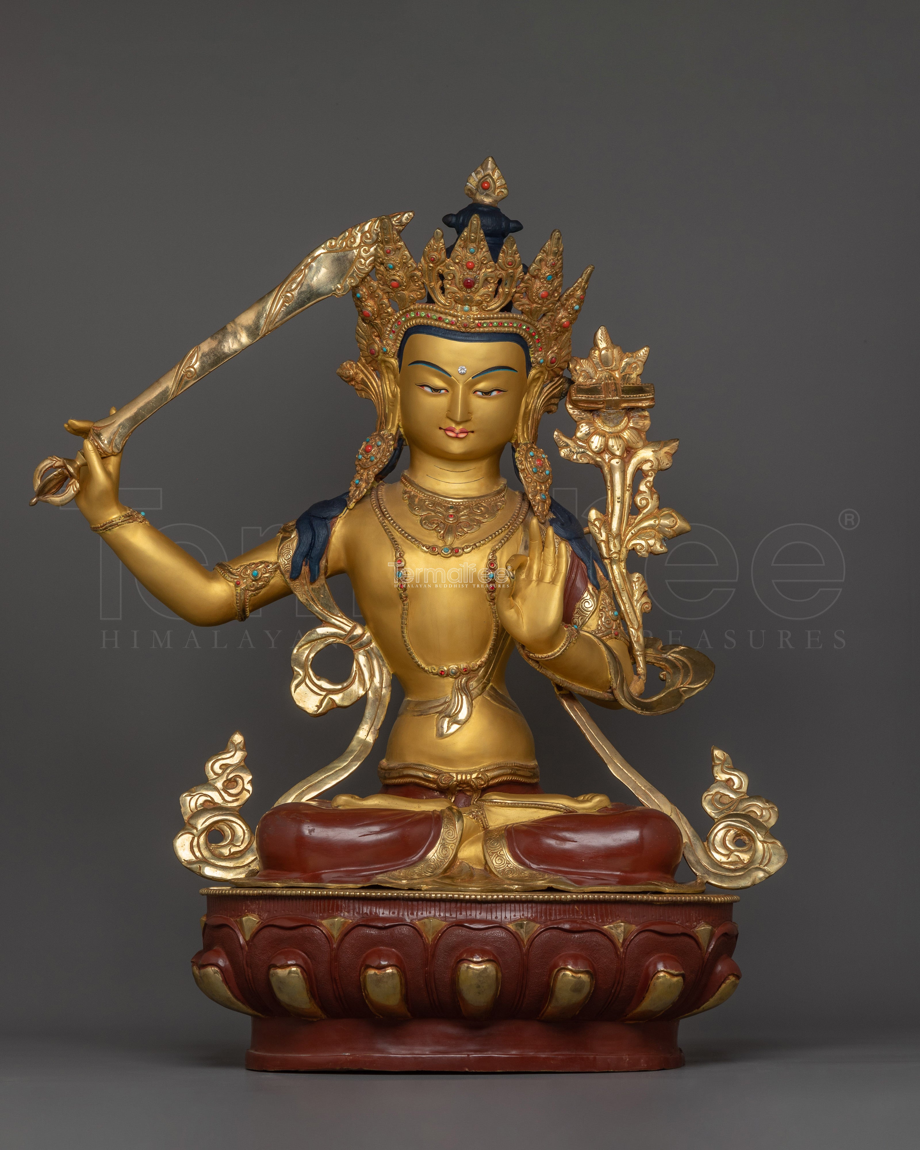 Handcrafted Statue of Manjushri | The Bodhisattva of Transcendent Wisdom