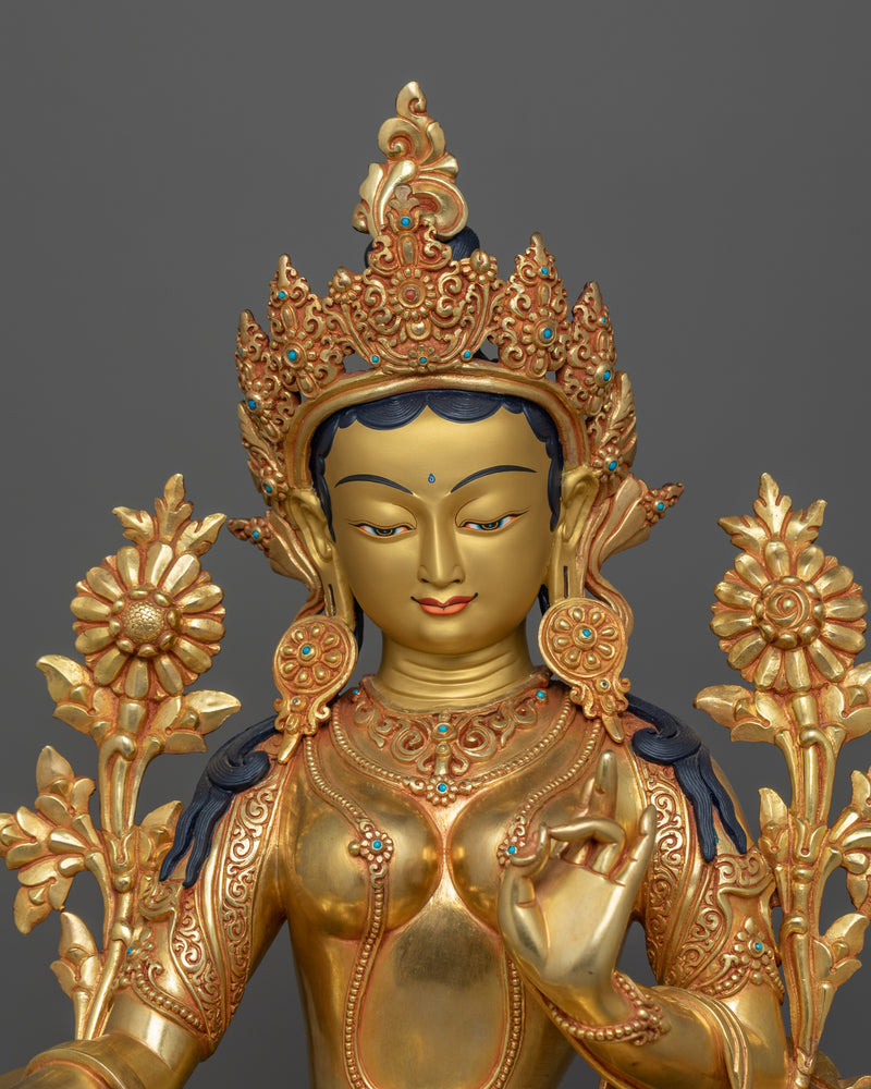Himalayan Handcrafted Statue of Green Tara |  Mother of Compassion and Swift Protection