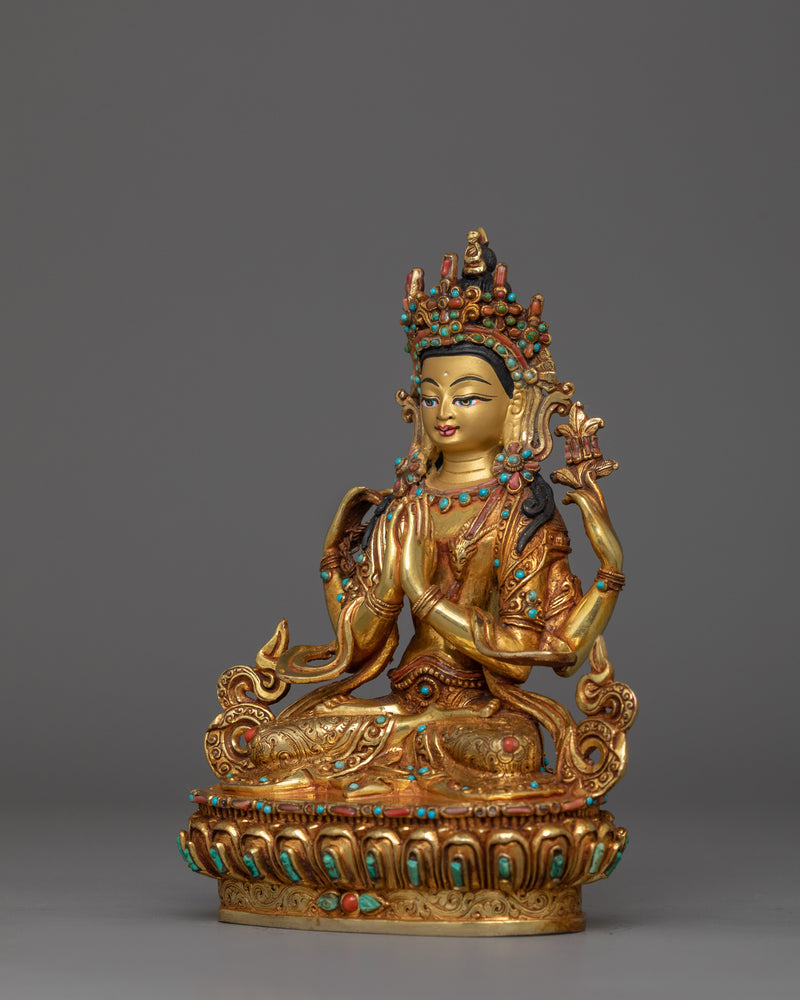 Handcrafted Sculpture of Chenrezig | The Bodhisattva of Compassion
