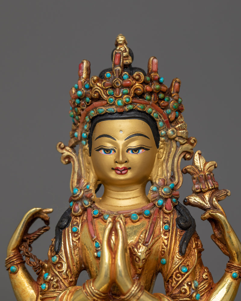 Handcrafted Sculpture of Chenrezig | The Bodhisattva of Compassion