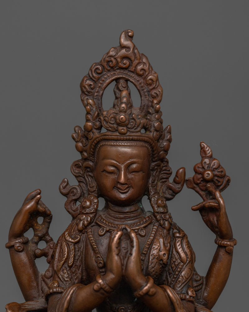 Four Armed Bodhisattva Sculpture | The Great Compassionate One
