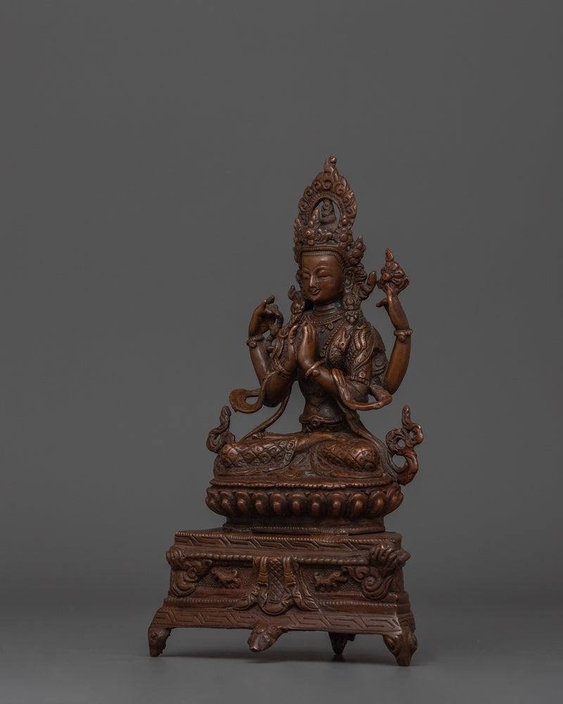 Four Armed Bodhisattva Sculpture | The Great Compassionate One