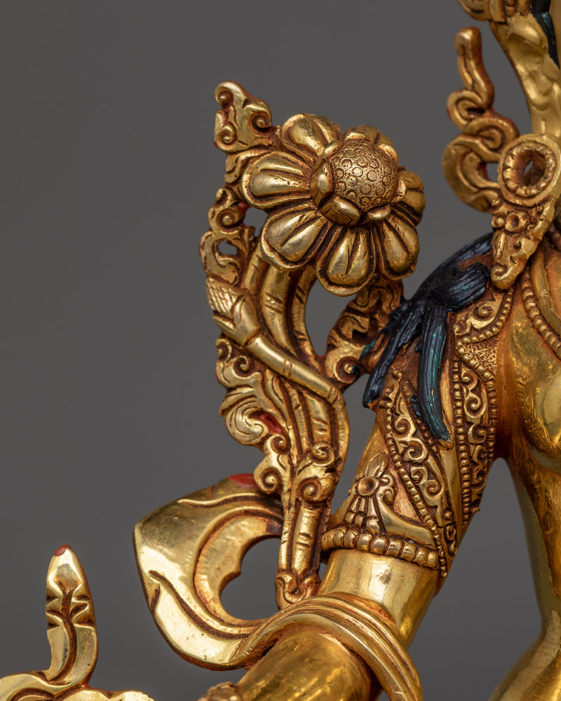 Green Tara Compassionate Goddess |  Gold Gilded Sculpture