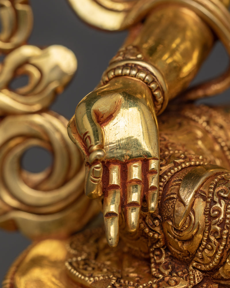 Green Tara Compassionate Goddess |  Gold Gilded Sculpture