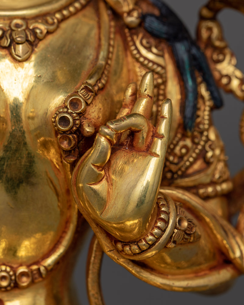 Green Tara Compassionate Goddess |  Gold Gilded Sculpture